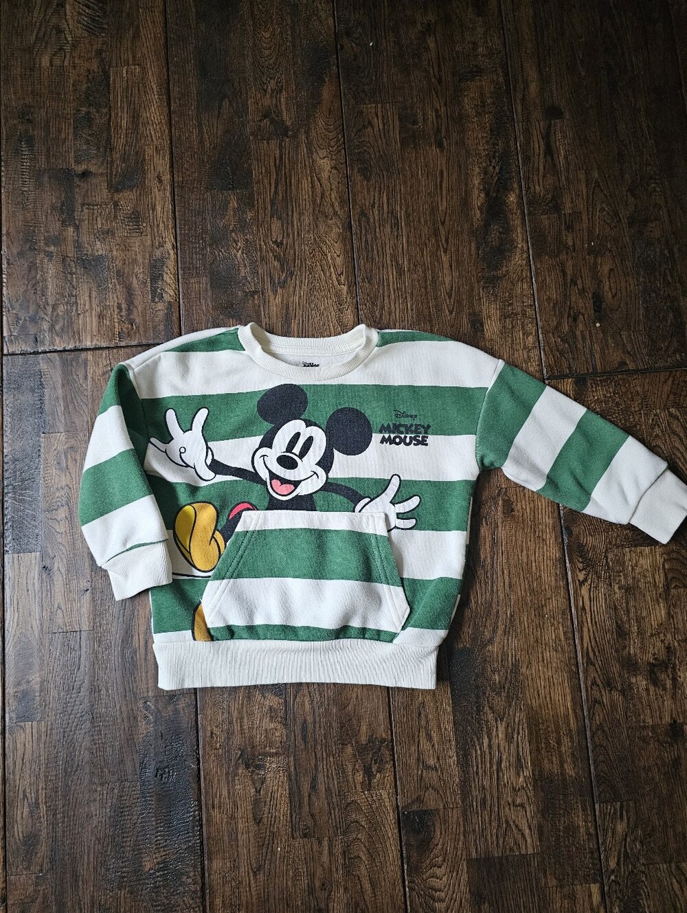 TODDLER BOY 3T MICKEY MOUSE GREEN AND WHITE SWEATSHIRT